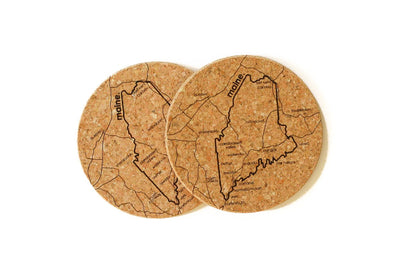Maine - Cork Coaster Pair