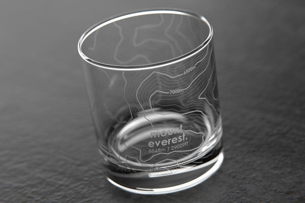 Mt Everest, Nepal - Topo Rocks Glass