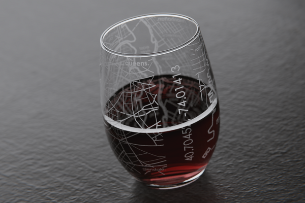 NYC Map Stemless Wine Glass