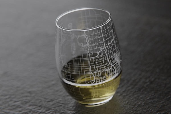 Oklahoma City OK Map Stemless Wine Glass