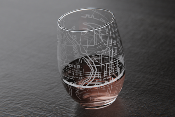 Philadelphia Map Stemless Wine Glass