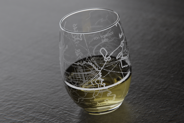 San Francisco Map Stemless Wine Glass