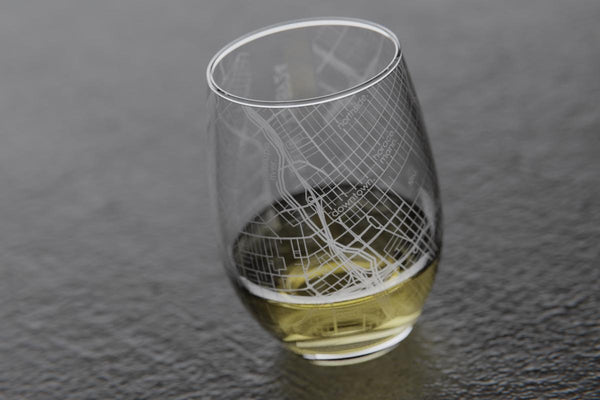 San Jose CA Map Stemless Wine Glass
