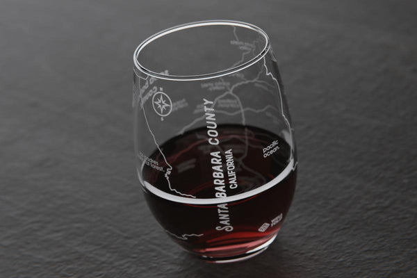 Santa Barbara Region Map Stemless Wine Glass