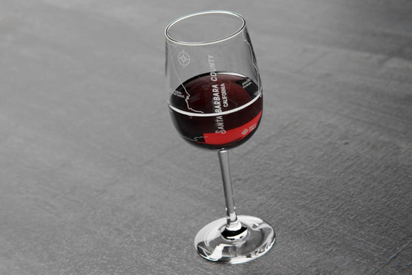 Santa Barbara Region Map Stemmed Wine Glass