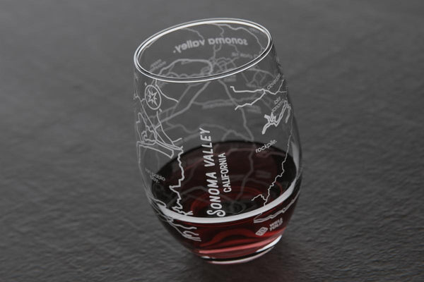 Sonoma Valley Region Map Stemless Wine Glass