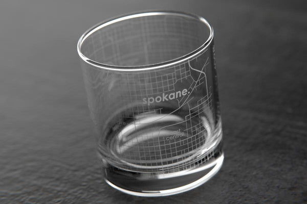 Spokane WA Map Rocks Glass