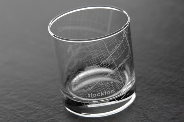 Stockton CA Map Rocks Glass