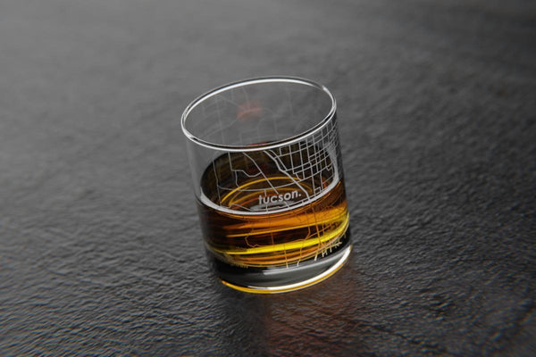 Tucson Map Rocks Glass