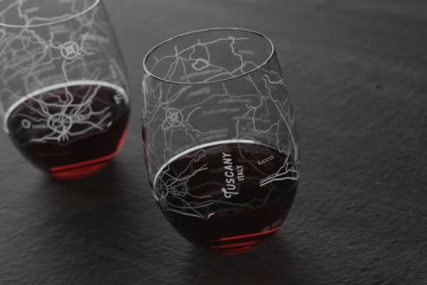 Tuscany Region Map Crystal Stemless Wine Glass