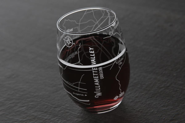Willamette Valley Region Map Stemless Wine Glass