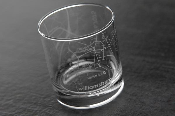 Williamsburg VA Map Rocks Glass