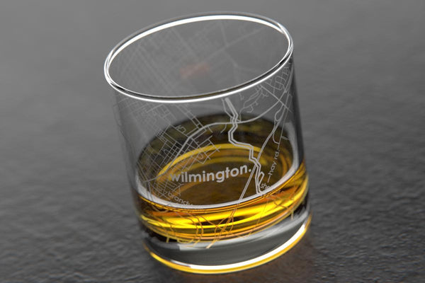 Wilmington DE Map Rocks Glass