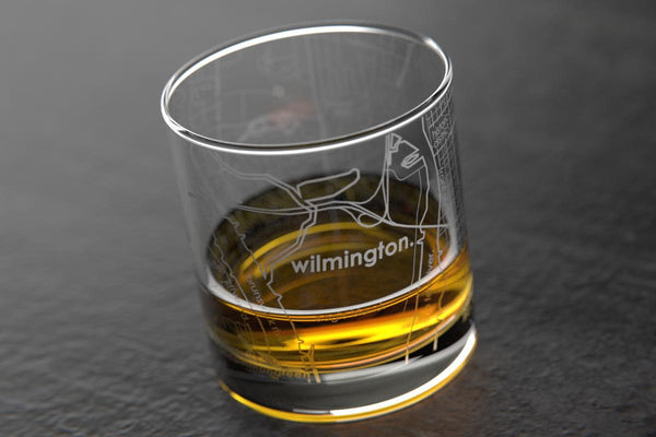 Wilmington NC Map Rocks Glass