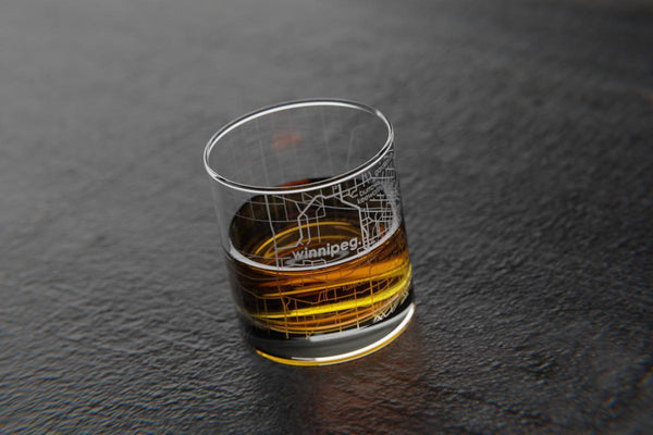 Winnipeg Map Rocks Glass