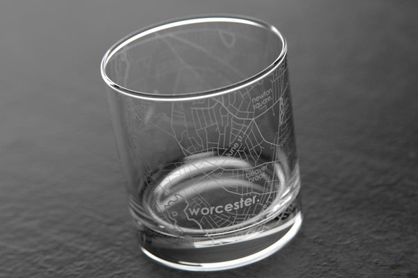 Worcester MA Map Rocks Glass