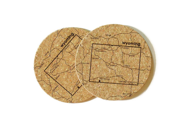 Wyoming - Cork Coaster Pair