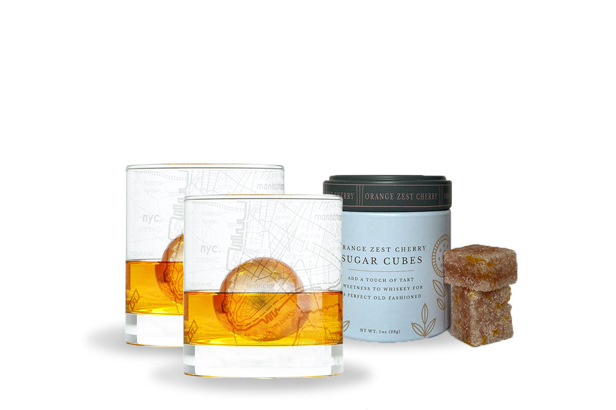  Cocktail Sugar Cubes and Glass Set! Old Fashioned and