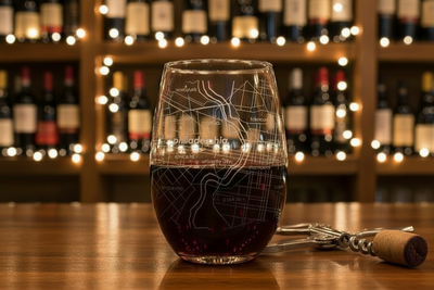 Home Town Map Crystal Stemless Wine Glass