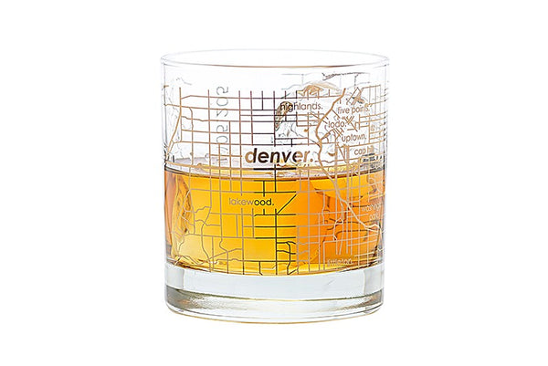 Goldleaf City Map Rocks Glass