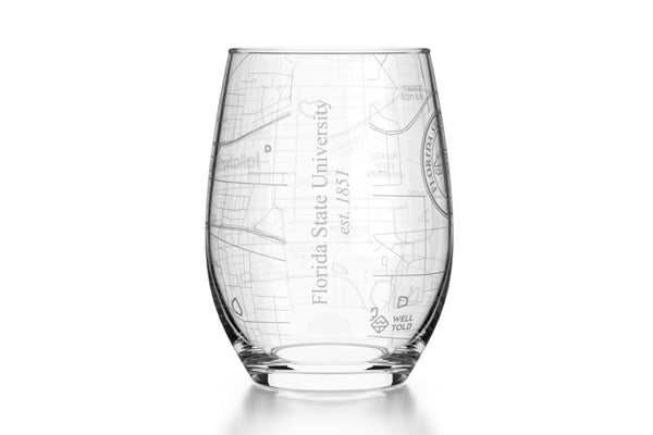 Florida State University - FSU Campus Map Stemless Wine Glass