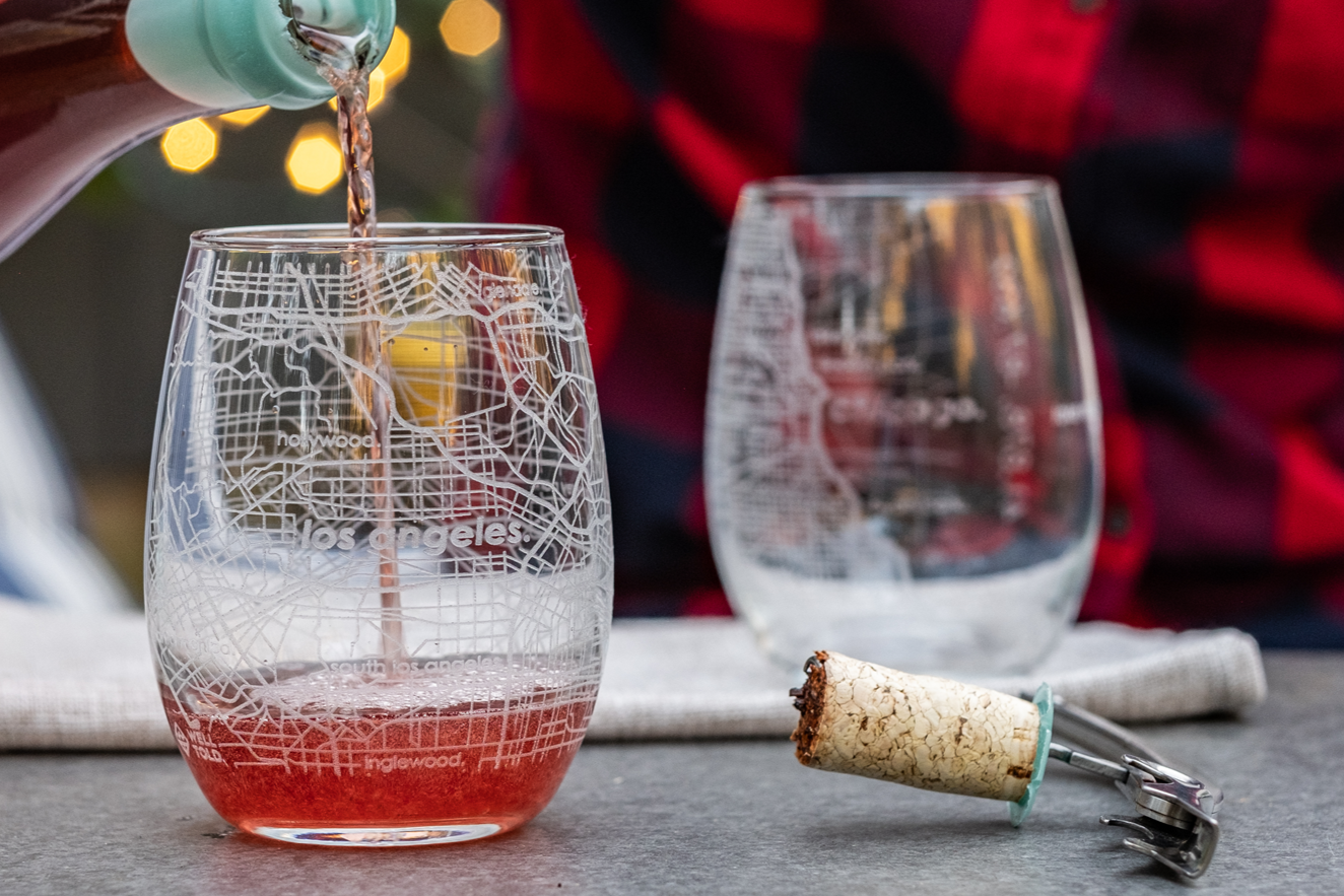 Home Town Map Stemless Wine Glass