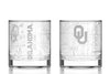 Univ of Oklahoma - Etched Map Rocks Glass Pair