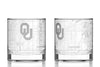 Univ of Oklahoma - Etched Map Rocks Glass Pair