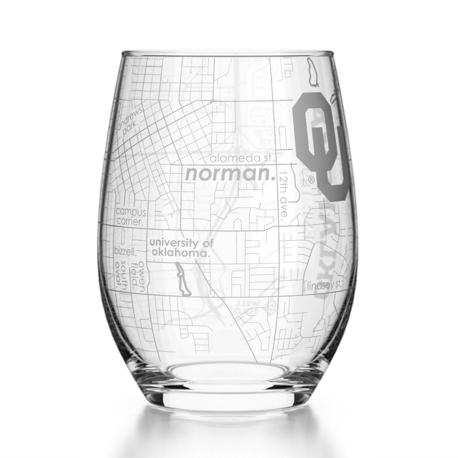 Oklahoma Sooners Stemless Wine Glass - Triple Insulated 12oz Stainless Steel