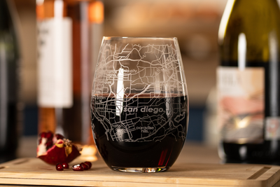 Home Town Map Stemless Wine Glass