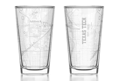 Texas Tech University - Texas Tech Etched Map Pint Glass Pair