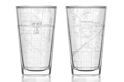 Texas Tech University - Texas Tech Etched Map Pint Glass Pair