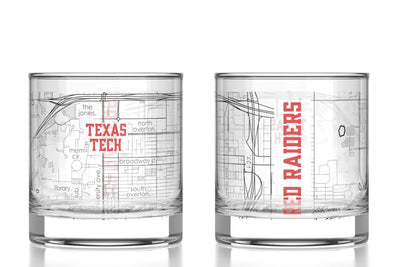 Texas Tech University - Texas Tech Printed Map Rocks Glass Pair