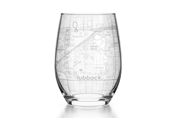 Texas Tech University - Etched Map Stemless Wine Glass