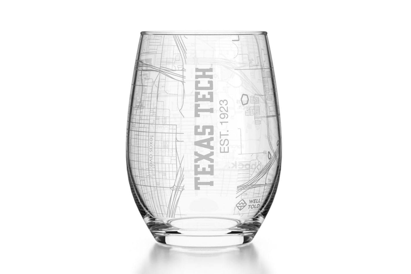 Texas Tech University - Etched Map Stemless Wine Glass