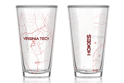 Virginia Tech - Printed Map Pint Glass Pair
