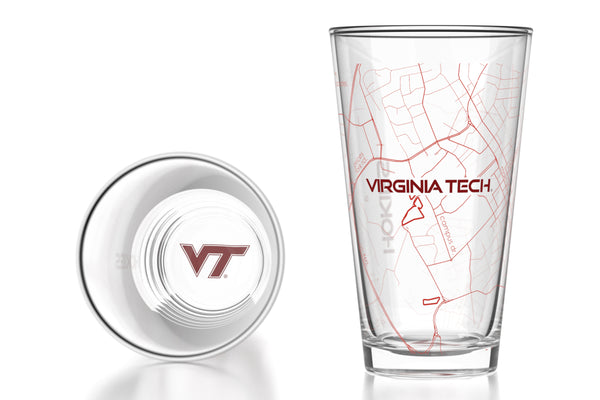 Virginia Tech - Printed Map Pint Glass Pair
