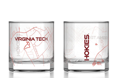 Virginia Tech - Printed Map Rocks Glass Pair