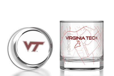 Virginia Tech - Printed Map Rocks Glass Pair