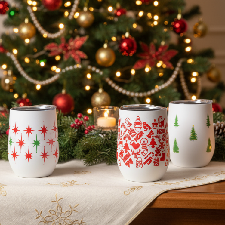 Winter Holiday Wine Tumblers