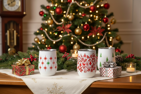 Winter Holiday 12 oz Insulated Wine Tumbler