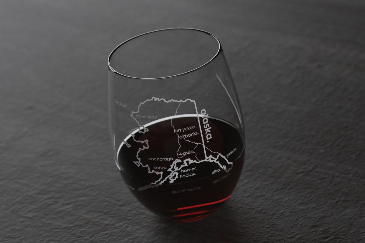State Map Crystal Stemless Wine Glass