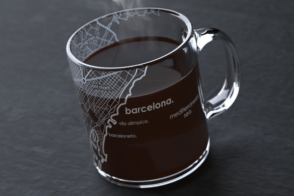 Barcelona Street Maps Glass Coffee Mug