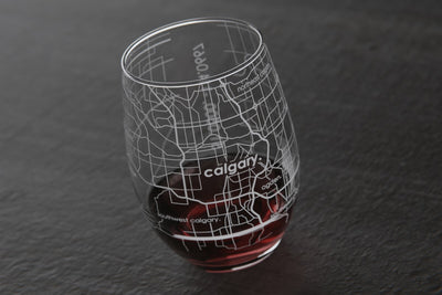 Calgary Canada Map Stemless Wine Glass