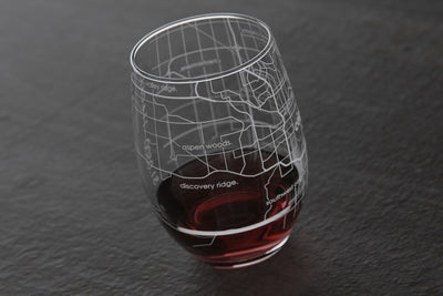 Calgary Canada Map Stemless Wine Glass