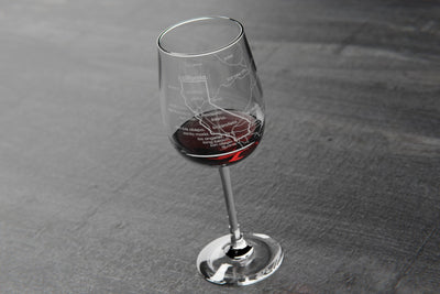 State Map Riedel Crystal Stemmed Wine Glass