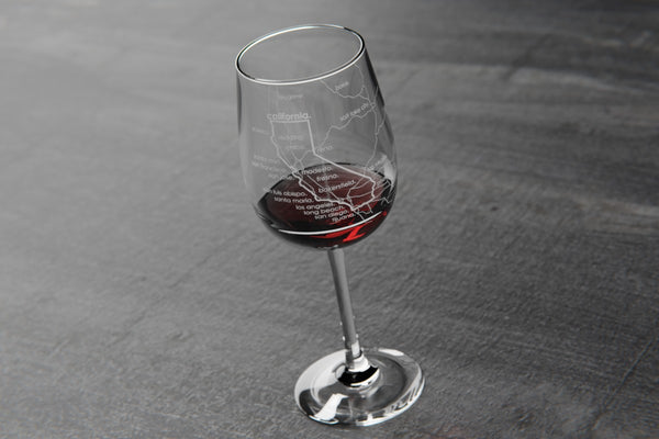 State Map Stemmed Wine Glass