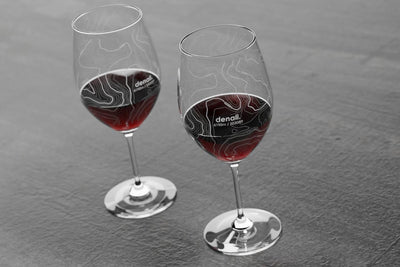 Topography Map Riedel Crystal Stemmed Wine Glass