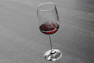 State Map Riedel Crystal Stemmed Wine Glass
