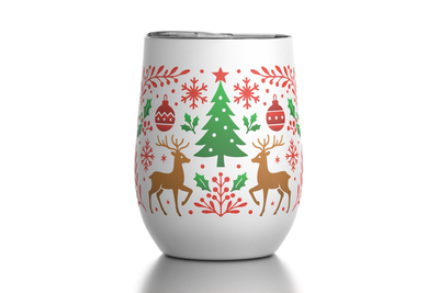 Winter Holiday 12 oz Insulated Wine Tumbler